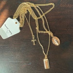 New!! Gold-plated Chain & Bar Layered Necklace